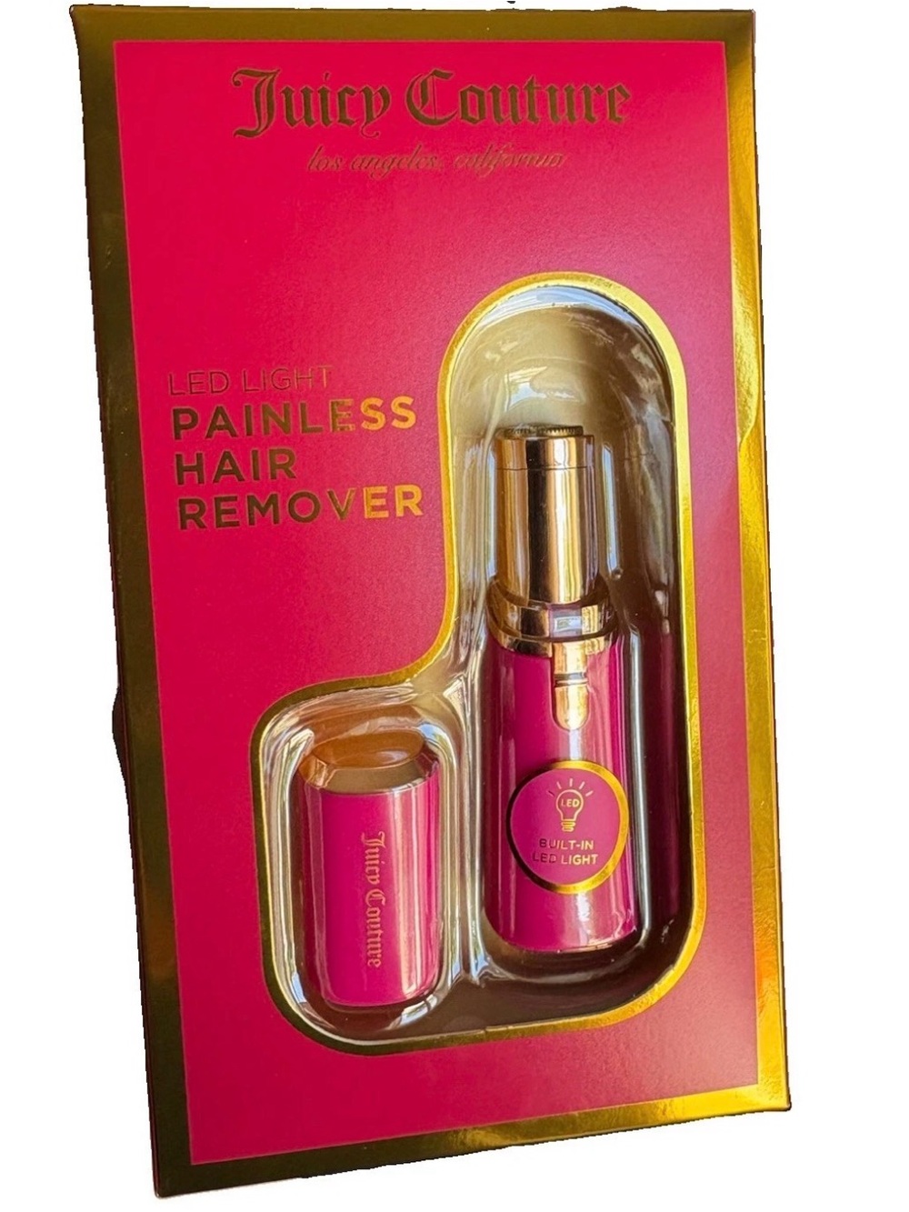 Juicy Couture LED Light Painless Hair Remover 18K Gold Plated Facial Shaver Pink